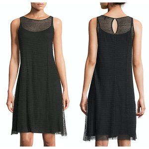 EILEEN FISHER Sheer Black Open Knit Tank Dress XS
